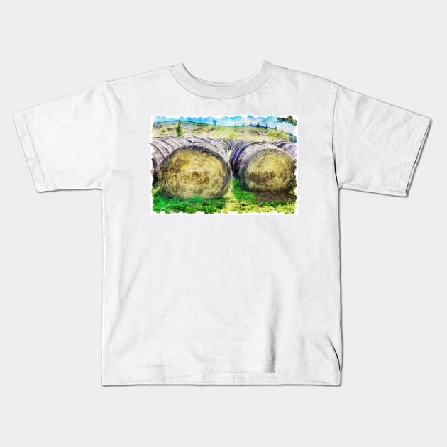 Hay Bales 9 Kids T-Shirt by Robert Alsop